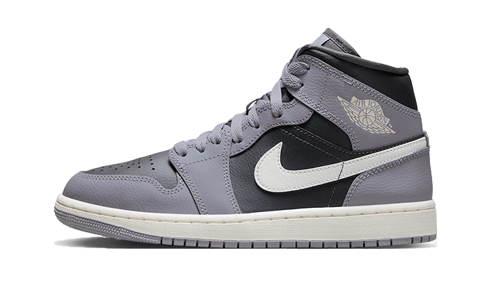 Tenisky Air Jordan 1 Mid sivo-čierno-biele, pohľad z boku