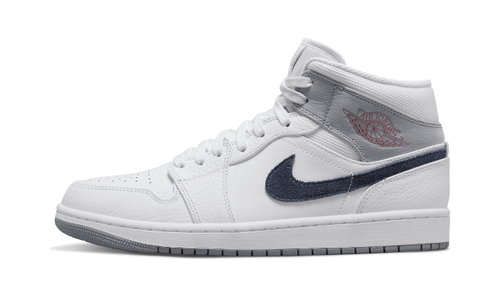 Tenisky Air Jordan 1 Mid bielo-sivé, pohľad z boku