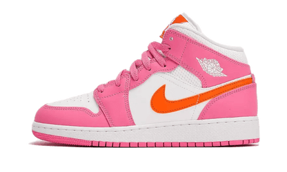 Tenisky Air Jordan 1 Mid ružovo-bielo-oranžové, pohľad z boku