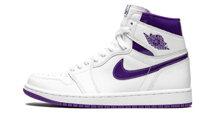 Tenisky Air Jordan 1 vysoké bielo-fialové, pohľad z boku