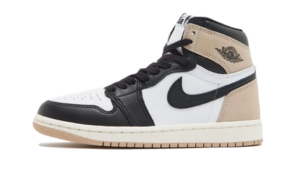 Tenisky Air Jordan 1 vysoké hnedo-bielo-čierne, pohľad z boku