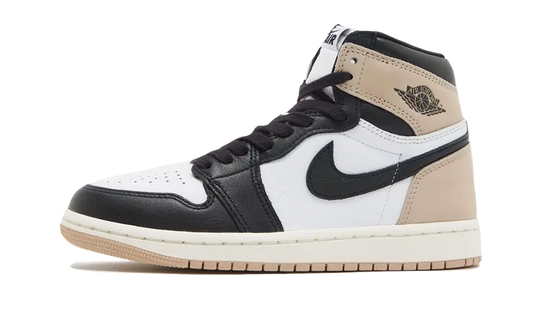 Tenisky Air Jordan 1 vysoké hnedo-bielo-čierne, pohľad z boku