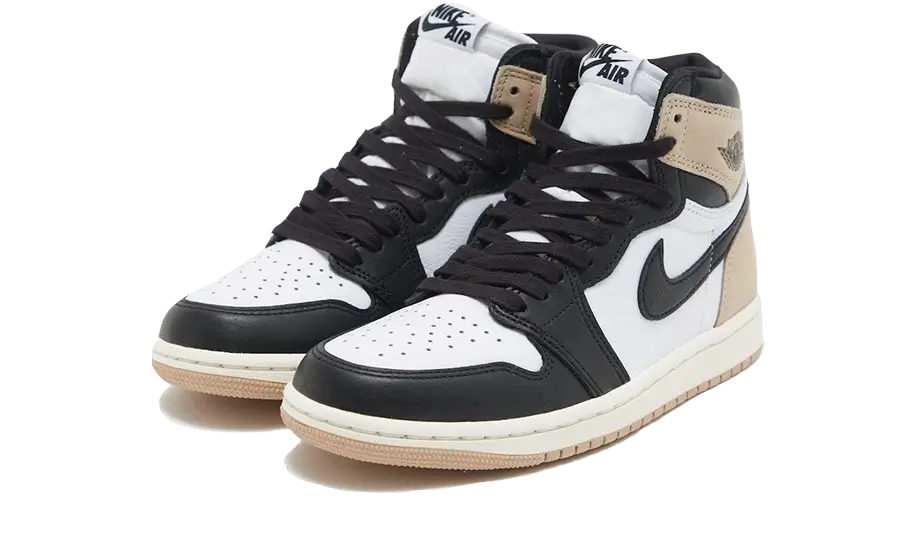 Tenisky Air Jordan 1 vysoké hnedo-bielo-čierne, pohľad z predu