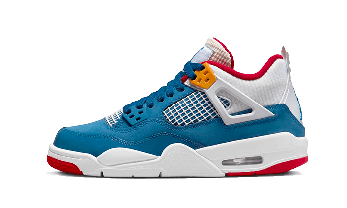 Tenisky Air Jordan 4 modro-bielo-červené, pohľad z boku