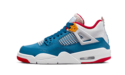 Tenisky Air Jordan 4 modro-bielo-červené, pohľad z boku