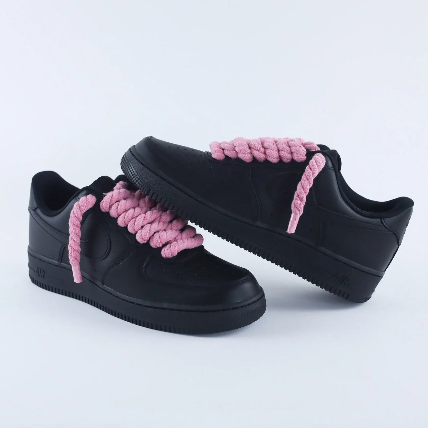 Nike Air Force 1 Low Black - Ružové Rope Šnúrky
