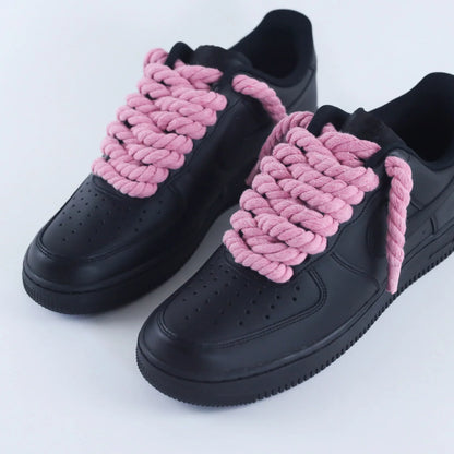 Nike Air Force 1 Low Black - Ružové Rope Šnúrky