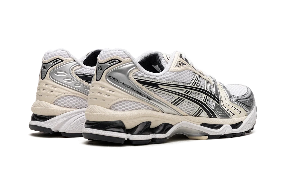 ASICS Gel-Kayano 14 White Midnight, pohľad zozadu na tmavomodrú vložku GEL