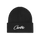 Corteiz Logo Beanie čierna s vyšívaným bielym logom, pohľad spredu