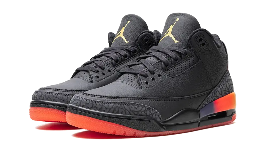 Tenisky Air Jordan 3 čierno-farebné, pohľad z predu