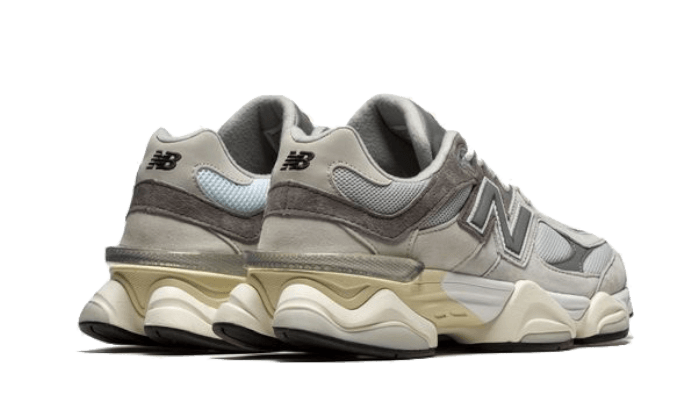 New Balance 9060 Rain Cloud Grey, pohľad zozadu na pätovú časť