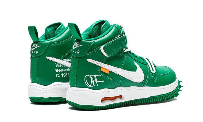Nike Off-White Air Force 1 Mid SP Pine Green zelené, pohľad z vrchu zozadu