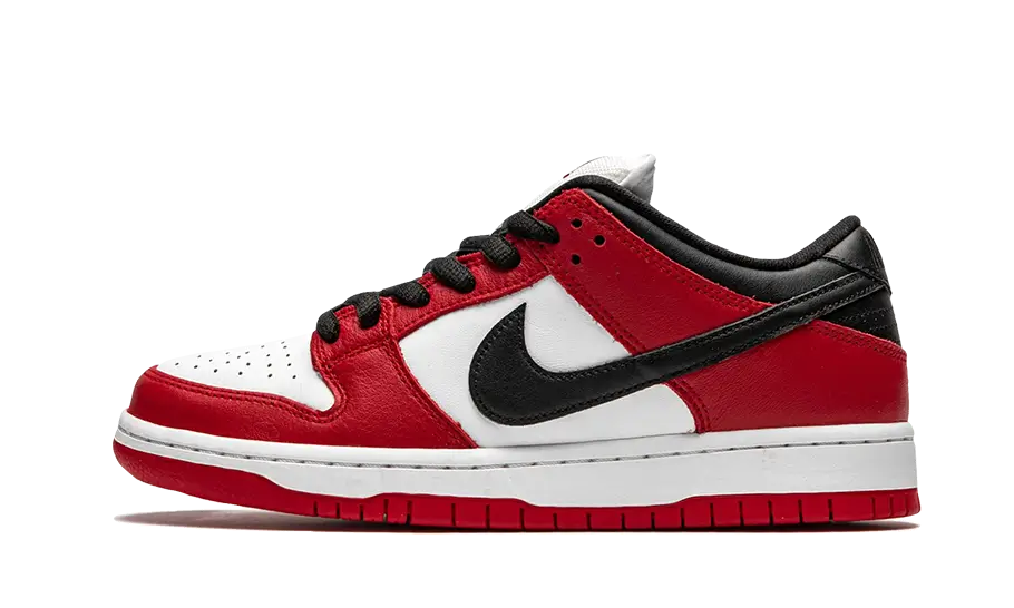 Skateboardové Tenisky Nike Dunk nízke červeno-bielo-čierne, pohľad z boku