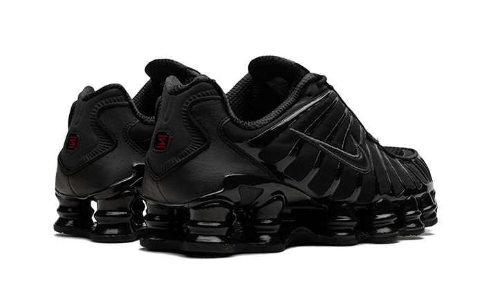 Nike Shox TL Black Max Orange čierne, pohľad zozadu na Shox technology